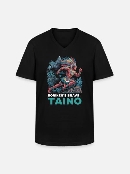 Taino Indiano Porto Rico Boricua Portoricano - Maglietta da uomo classica con scollo a V - nero