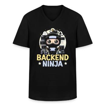 Programmeur logiciel de programmation backend - T-shirt col V Homme - noir - Devant - AI Model Male 178 dark (178cm)