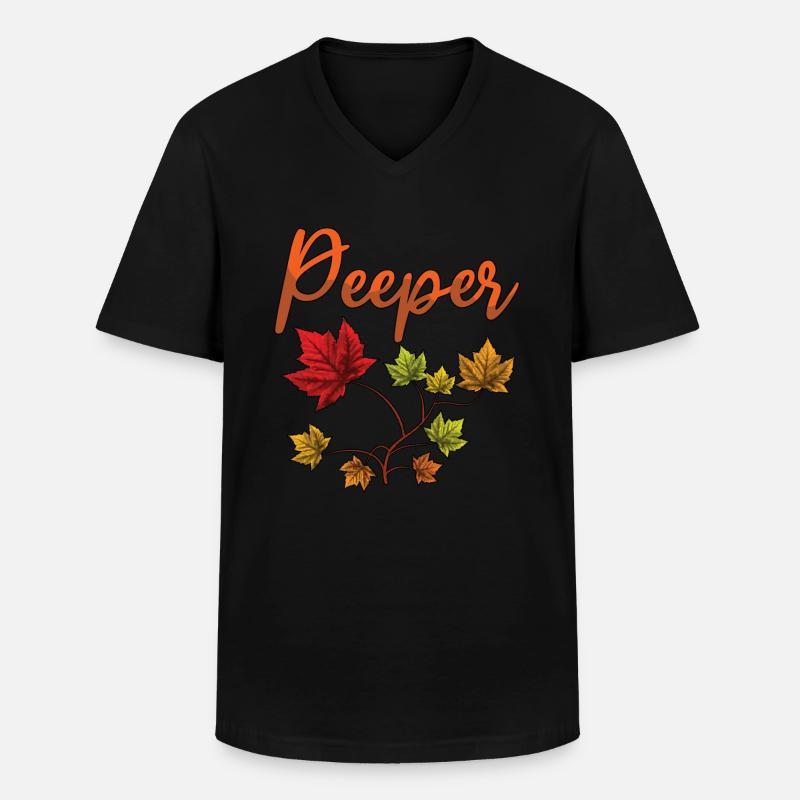 Peeper Laub Blatt Peeping - Männer-T-Shirt mit V-Ausschnitt - Schwarz