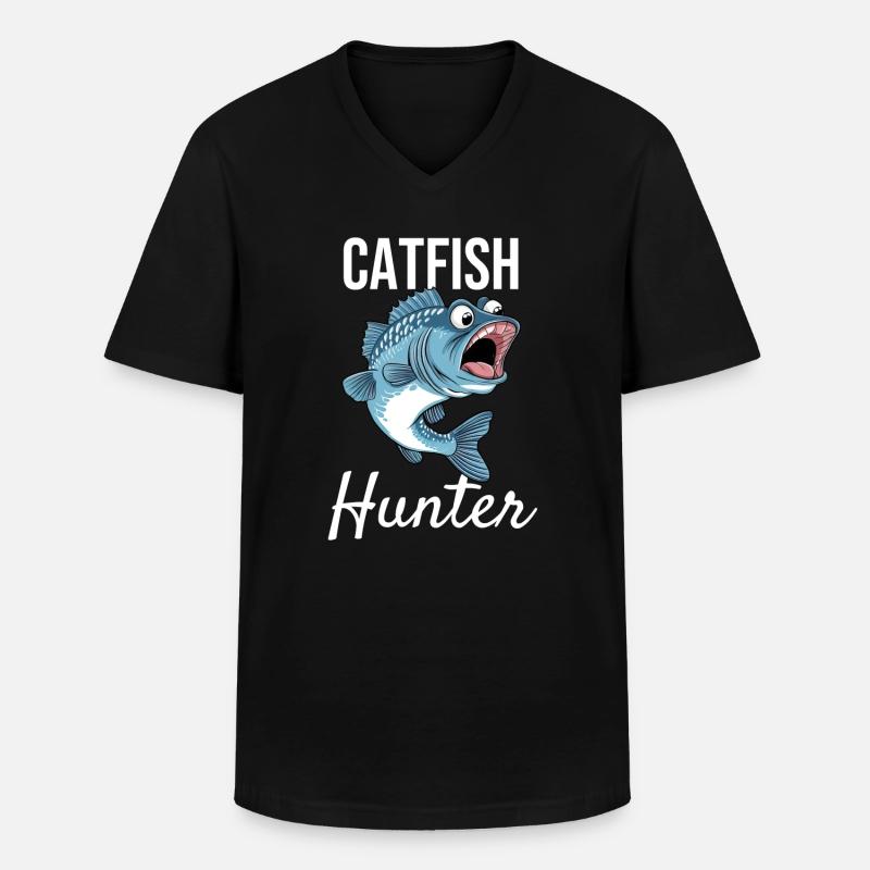 Catfish Hunter - Männer-T-Shirt mit V-Ausschnitt - Schwarz
