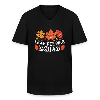 Leaf Peeping Squad Foliage Leaf Peeper - Men's V-Neck T-Shirt - black - Front - AI Model Male 178 dark (178cm)