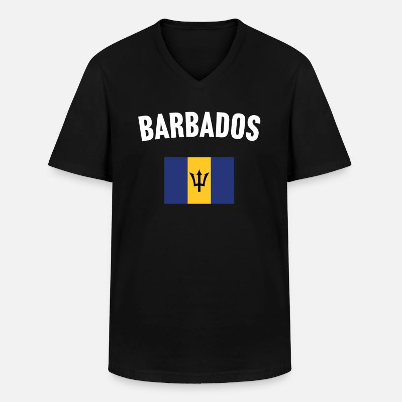 Drapeau de la Barbade - T-shirt col V Homme - noir
