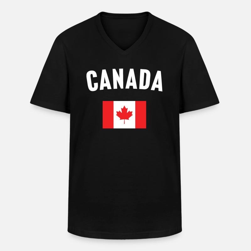Drapeau du Canada - T-shirt col V Homme - noir