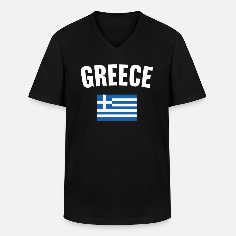 Drapeau de la Grèce - T-shirt col V Homme - noir