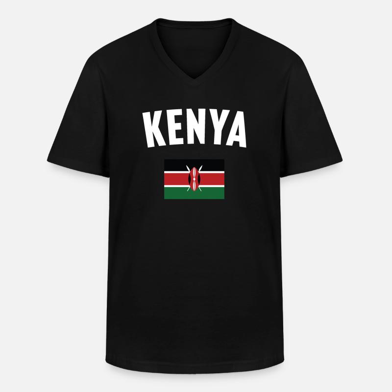 Kenia Flagge - Männer-T-Shirt mit V-Ausschnitt - Schwarz