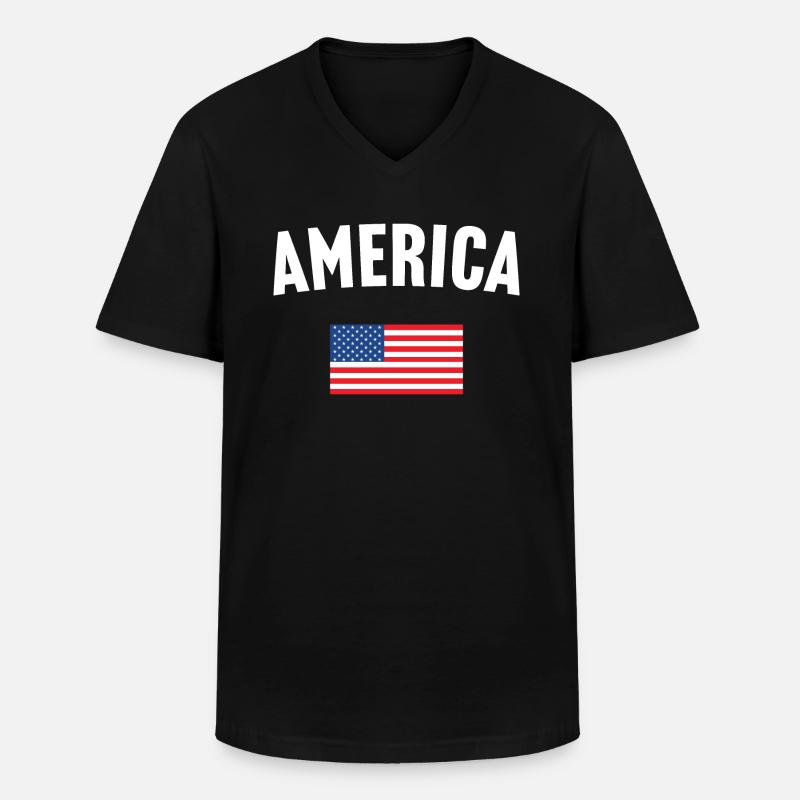Amerika Flagge - Männer-T-Shirt mit V-Ausschnitt - Schwarz