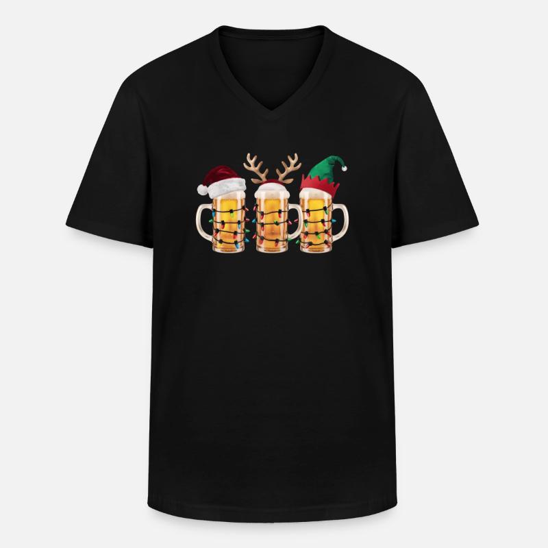 Weihnachten Bier - Männer-T-Shirt mit V-Ausschnitt - Schwarz