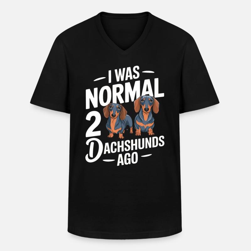 Dackel Hund - Männer-T-Shirt mit V-Ausschnitt - Schwarz