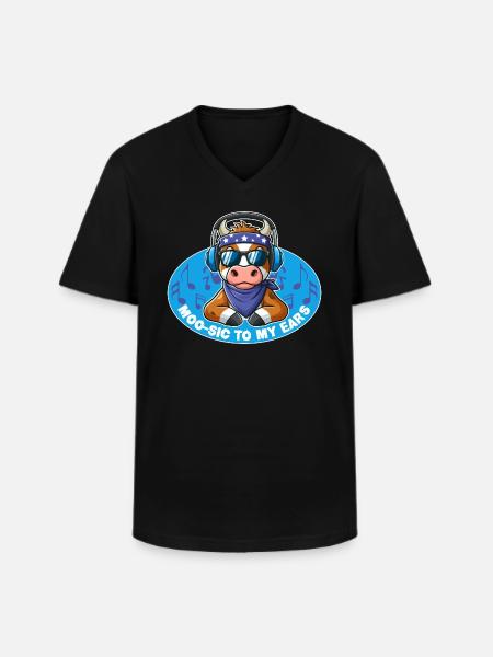 MOO-SIC TO MY EARS - Men's V-Neck T-Shirt - black