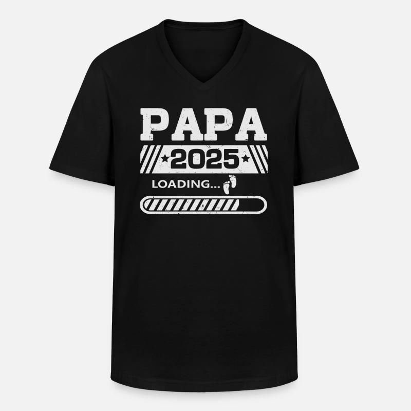 Papa 2025 loading - Männer-T-Shirt mit V-Ausschnitt - Schwarz