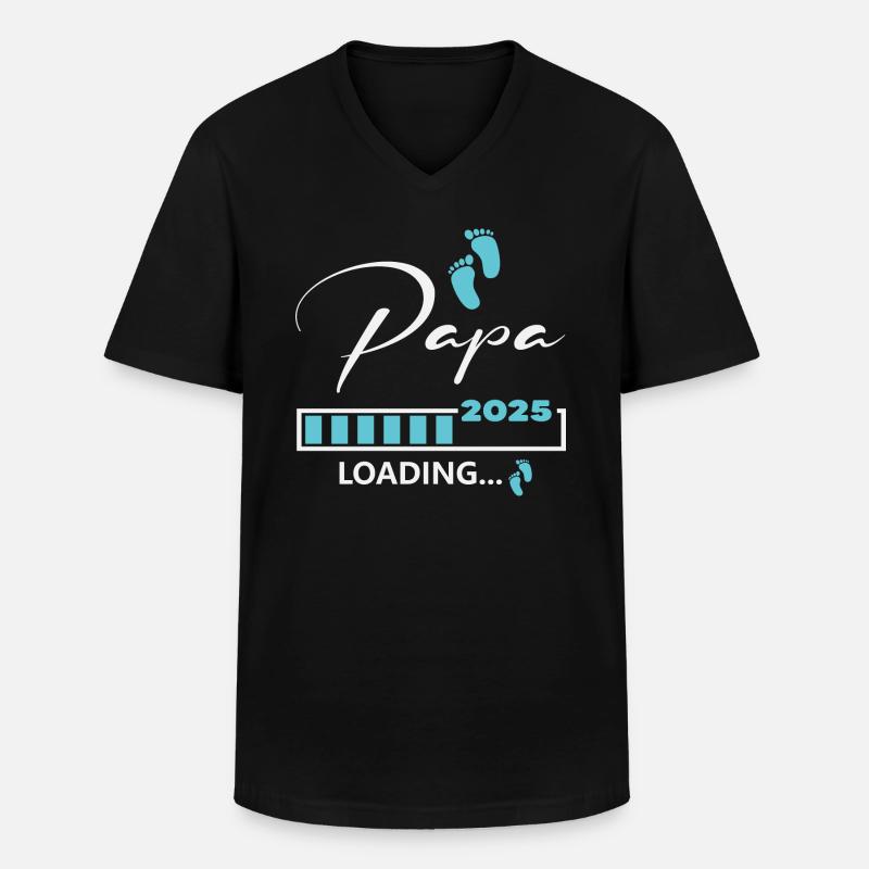 Papa 2025 loading - Männer-T-Shirt mit V-Ausschnitt - Schwarz