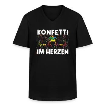 Fasching Konfetti Im Herzen - Männer-T-Shirt mit V-Ausschnitt - Schwarz - Vorne - AI Model Male 178 dark (178cm)