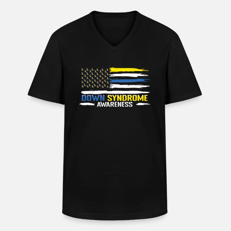 Down Syndrom Bewusstsein Flagge Design - Männer-T-Shirt mit V-Ausschnitt - Schwarz