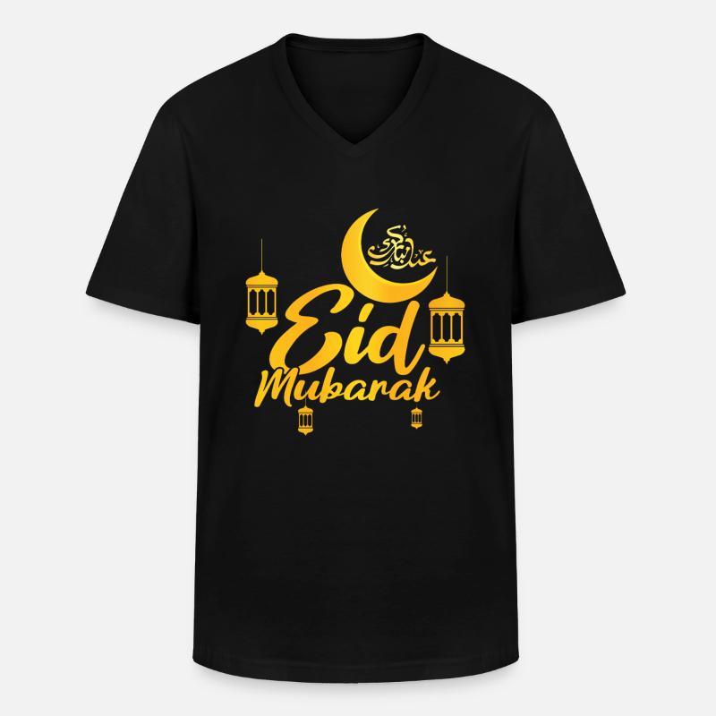 Eid Mubarak Feierlich mit Laternen - Männer-T-Shirt mit V-Ausschnitt - Schwarz