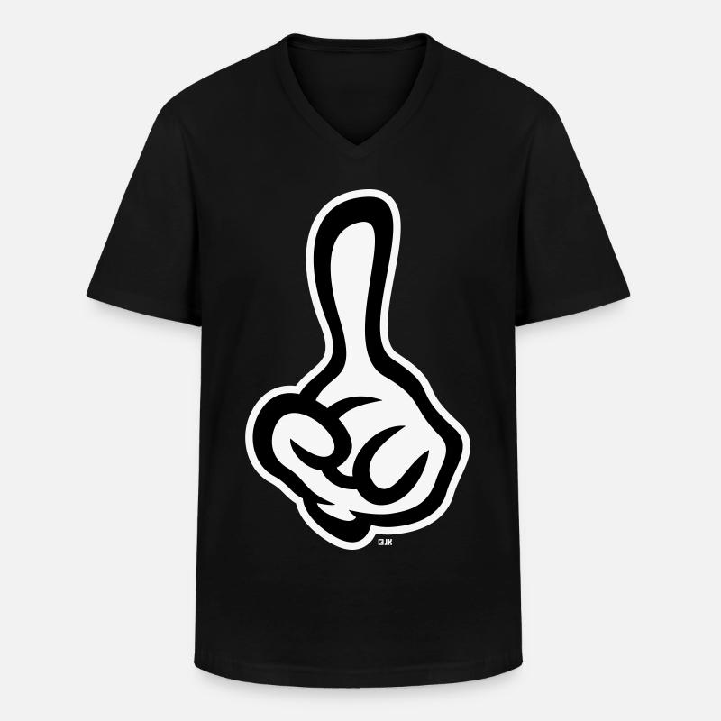 Index levé (doigt / main gauche NEG2C) - T-shirt col V Homme - noir