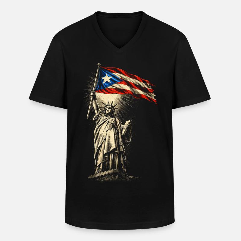 Porto Rico Boricua - Maglietta da uomo classica con scollo a V - nero