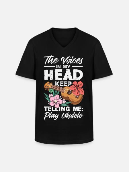 Funny Ukulele Designs and Sayings - Men's V-Neck T-Shirt - black