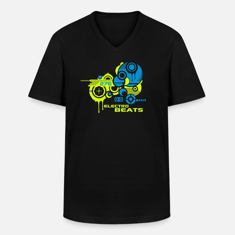 ELECTRO BEATS TECHNO TRANCE - Männer-T-Shirt mit V-Ausschnitt - Schwarz