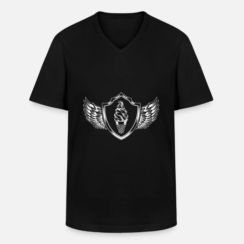Eis Lecker Wappen - Männer-T-Shirt mit V-Ausschnitt - Schwarz