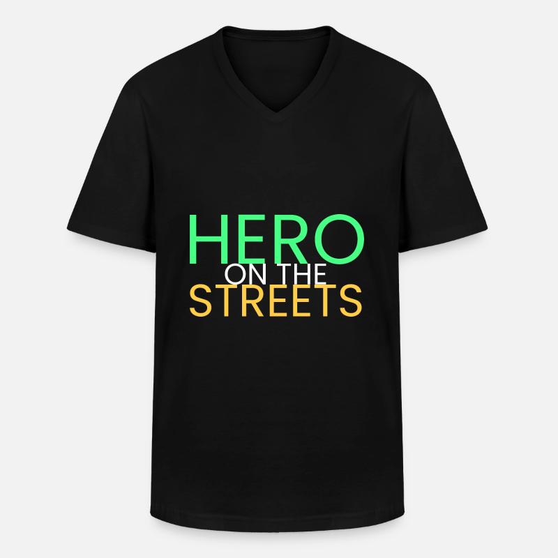 Held auf der Straße - Männer-T-Shirt mit V-Ausschnitt - Schwarz
