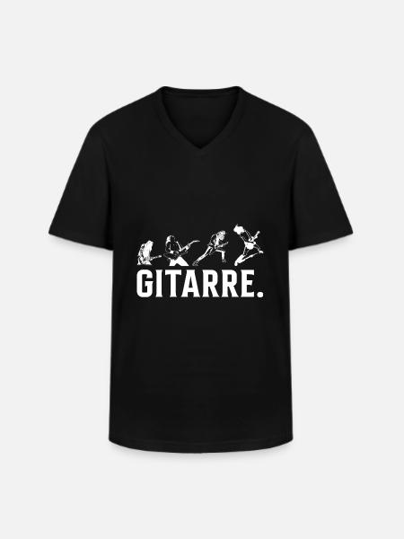 Gitarre - Männer-T-Shirt mit V-Ausschnitt - Schwarz