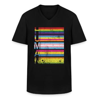 Human Gay Pride - T-shirt col V Homme - noir - Devant - AI Model Male 178 dark (178cm)