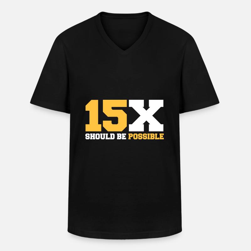 15x devrait être possible - T-shirt col V Homme - noir