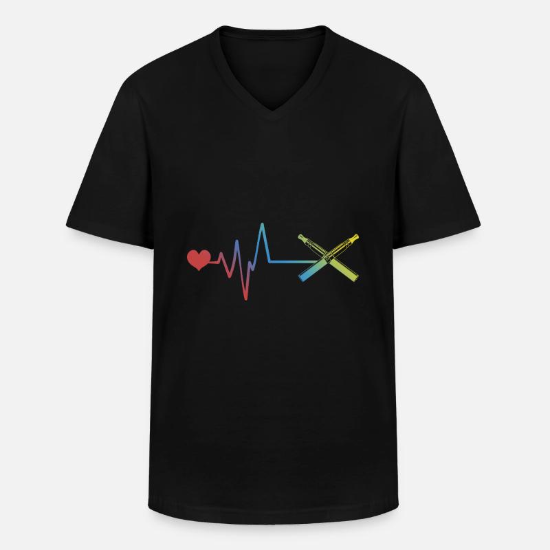 E-Zigarette Puls Herzschlag - Männer-T-Shirt mit V-Ausschnitt - Schwarz