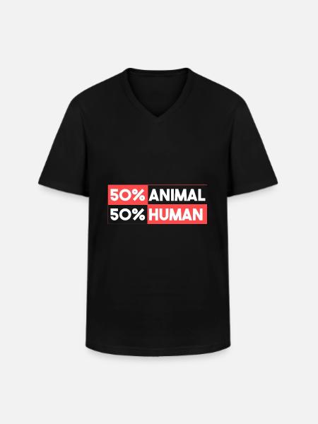 50% animal 50% human - Men's V-Neck T-Shirt - black