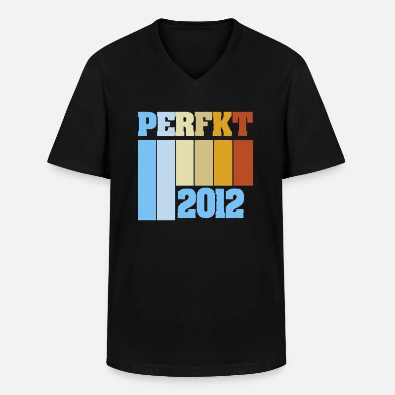 2012 - Männer-T-Shirt mit V-Ausschnitt - Schwarz