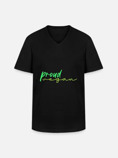 fier végétalien - T-shirt col V Homme - noir