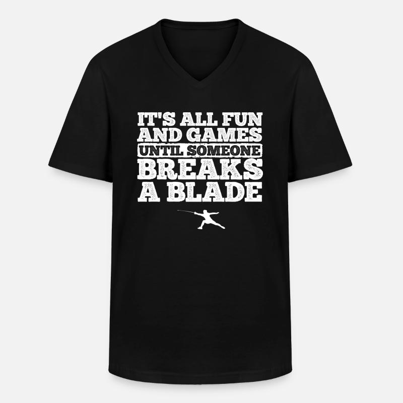 Fechten - Männer-T-Shirt mit V-Ausschnitt - Schwarz