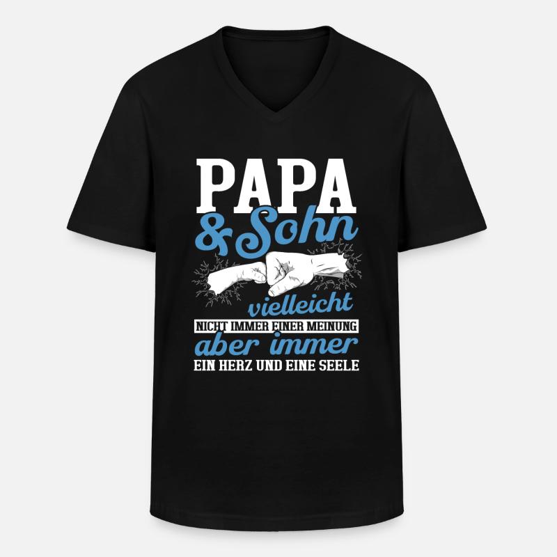 Papa und Sohn - Männer-T-Shirt mit V-Ausschnitt - Schwarz