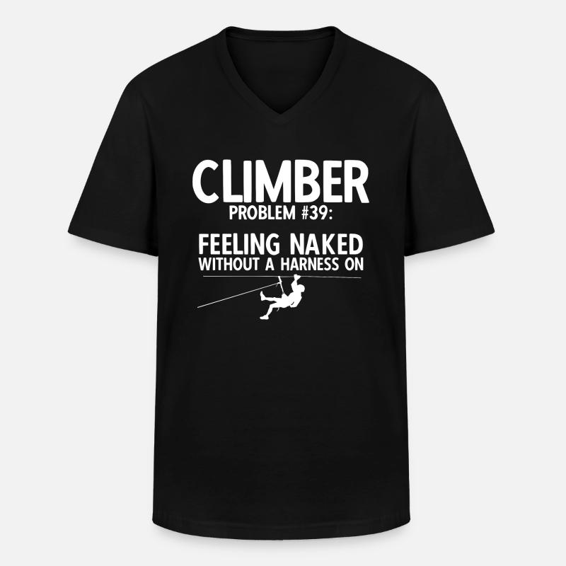 Klettern Bouldern - Männer-T-Shirt mit V-Ausschnitt - Schwarz