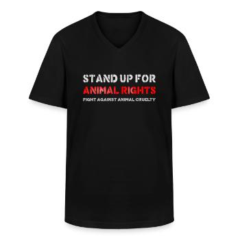 Setz dich für Tierrechte ein - Männer-T-Shirt mit V-Ausschnitt - Schwarz - Vorne - AI Model Male 178 dark (178cm)
