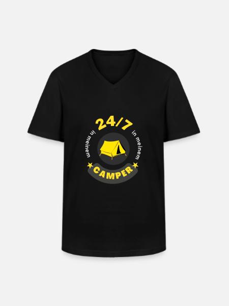 24/7 in meinem Camper - Männer-T-Shirt mit V-Ausschnitt - Schwarz