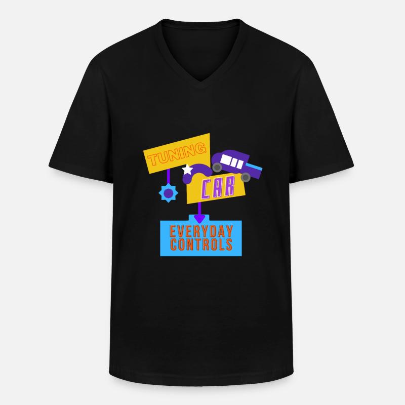 Tuning-Auto, alltägliche Kontrollen - Männer-T-Shirt mit V-Ausschnitt - Schwarz