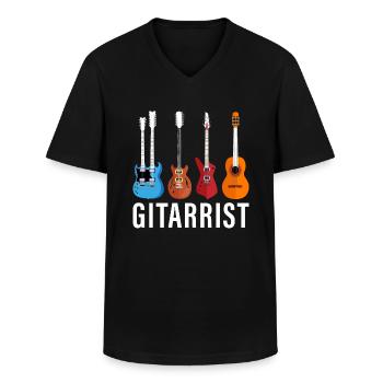 Gitarrist - Männer-T-Shirt mit V-Ausschnitt - Schwarz - Vorne - AI Model Male 178 dark (178cm)