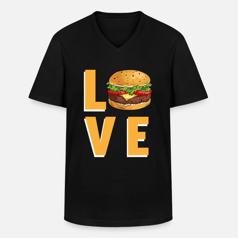 Love Burger - Männer-T-Shirt mit V-Ausschnitt - Schwarz