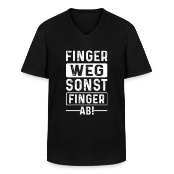 Finger weg, sonst Finger ab - Männer-T-Shirt mit V-Ausschnitt - Schwarz - Vorne - AI Model Male 178 dark (178cm)