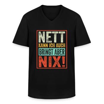 Nett kann ich auch bringt aber nix - Männer-T-Shirt mit V-Ausschnitt - Schwarz - Vorne - AI Model Male 178 dark (178cm)