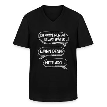 Chef, ich komme am Montag ein bisschen später - Männer-T-Shirt mit V-Ausschnitt - Schwarz - Vorne - AI Model Male 178 dark (178cm)