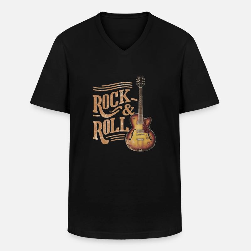Rock & Roll - Männer-T-Shirt mit V-Ausschnitt - Schwarz