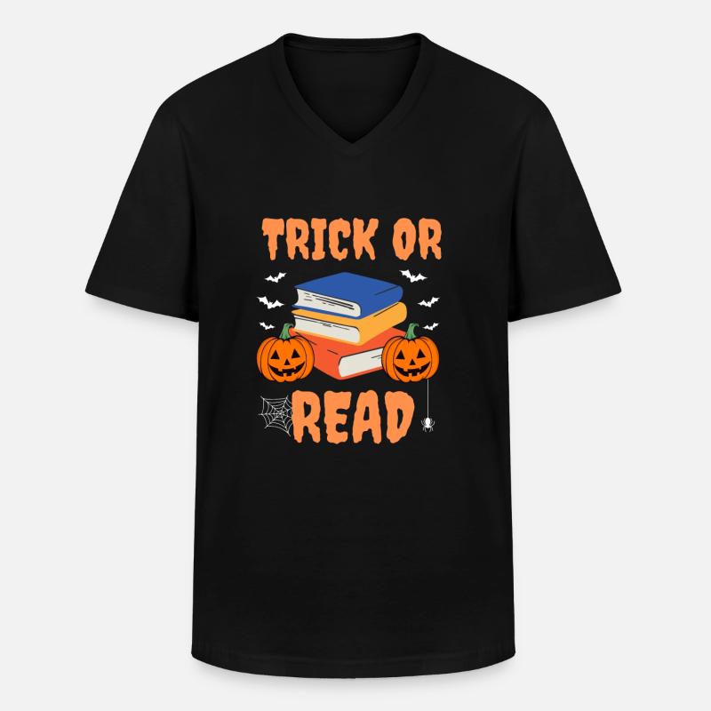 Trick Or Read - Männer-T-Shirt mit V-Ausschnitt - Schwarz