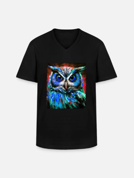 Owl Portrait - Men's V-Neck T-Shirt - black