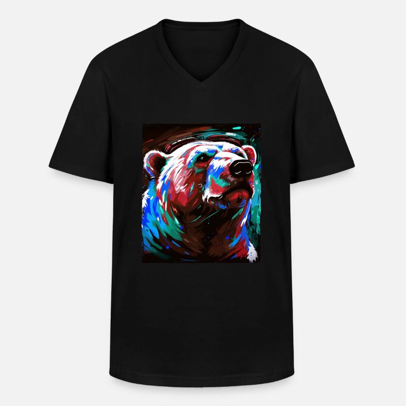 Eisbär Porträt Polar bär - Männer-T-Shirt mit V-Ausschnitt - Schwarz