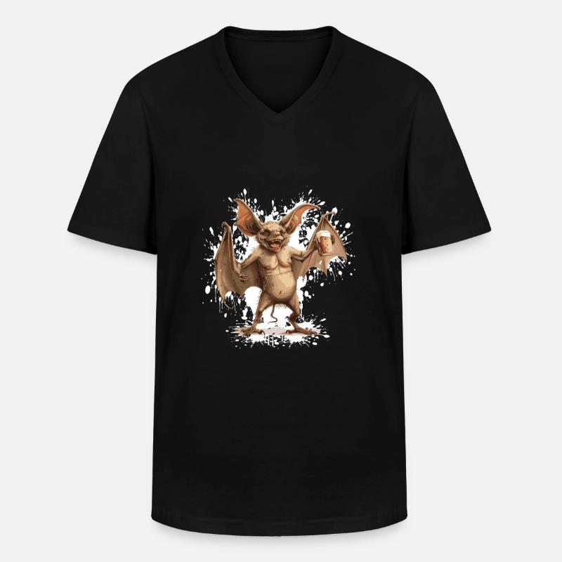 Fledermaus Bier Lustig - Männer-T-Shirt mit V-Ausschnitt - Schwarz