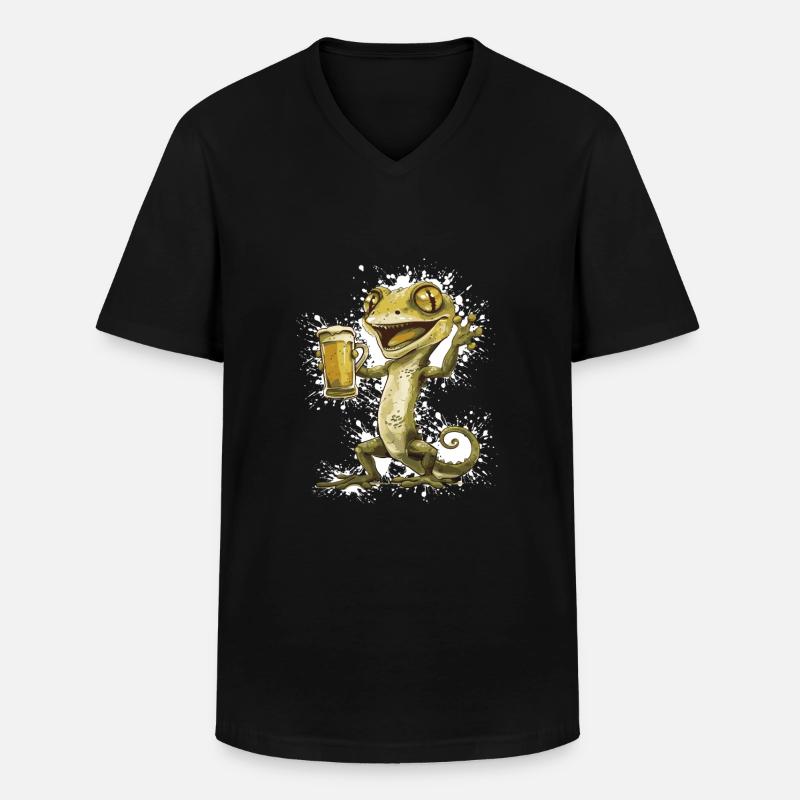 Echse Bier Lustig - Männer-T-Shirt mit V-Ausschnitt - Schwarz