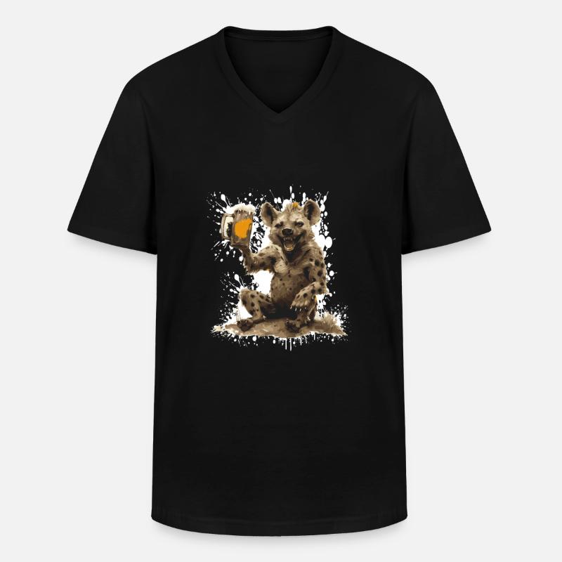 Hyäne Bier Lustig - Männer-T-Shirt mit V-Ausschnitt - Schwarz