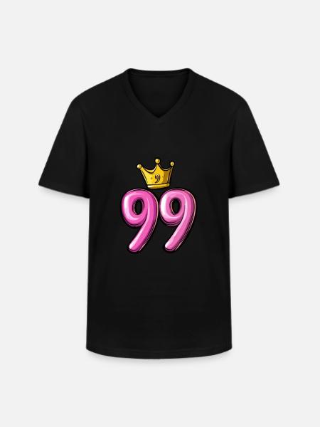 99 Number Crown - Men's V-Neck T-Shirt - black
